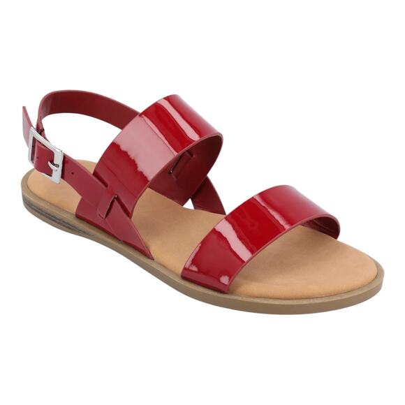 Journee Collection Women's Lavine Double Strap Flat Sandals Red Size 10 M - Picture 1 of 4
